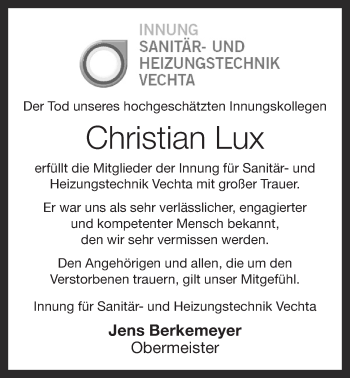 Anzeige von Christian Lux von OM-Medien
