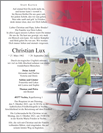 Anzeige von Christian Lux von OM-Medien