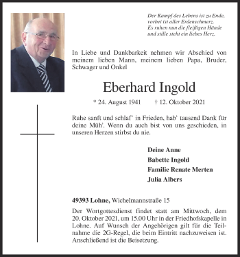 Anzeige von Eberhard Ingold von OM-Medien
