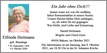 Anzeige von Elfriede Heitmann von OM-Medien