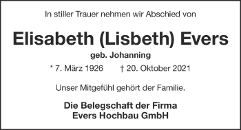 Anzeige von Elisabeth Evers von OM-Medien