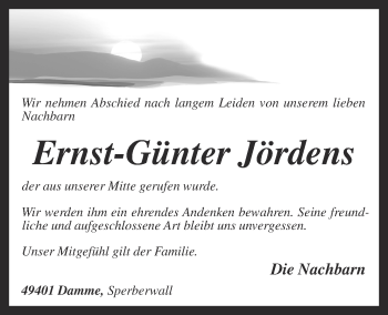 Anzeige von Ernst-Günter Jördens von OM-Medien