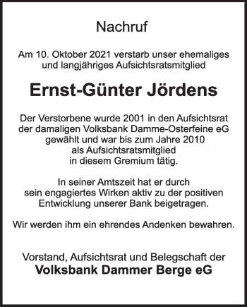 Anzeige von Ernst-Günter Jördens von OM-Medien