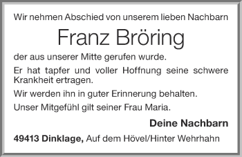 Anzeige von Franz Bröring von OM-Medien