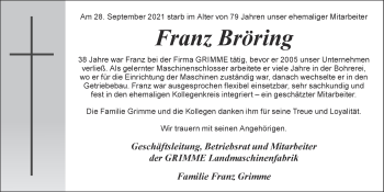 Anzeige von Franz Bröring von OM-Medien