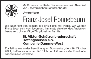 Anzeige von Franz Josef Ronnebaum von OM-Medien