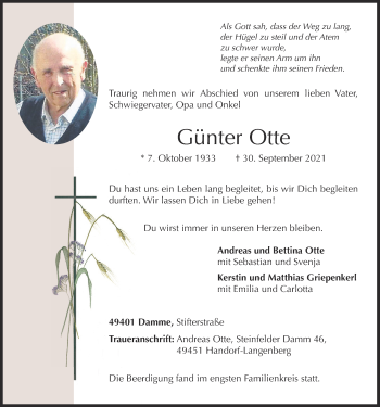 Anzeige von Günter Otte von OM-Medien