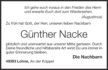 Anzeige von Günther Nacke von OM-Medien