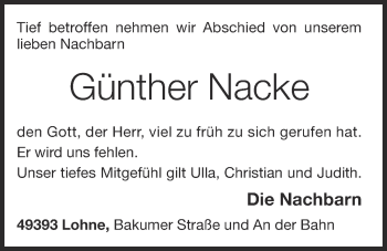 Anzeige von Günther Nacke von OM-Medien
