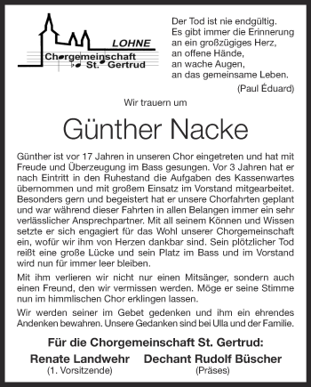Anzeige von Günther Nacke von OM-Medien