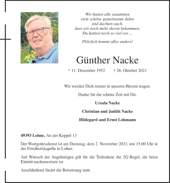 Anzeige von Günther Nacke von OM-Medien