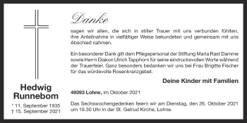 Anzeige von Hedwig Runnebom von OM-Medien