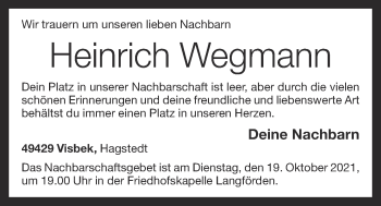 Anzeige von Heinrich Wegmann von OM-Medien