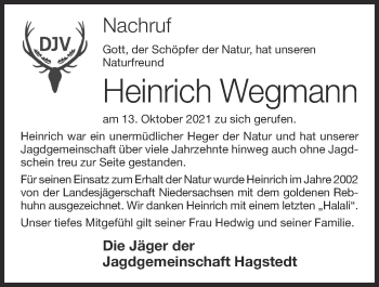 Anzeige von Heinrich Wegmann von OM-Medien