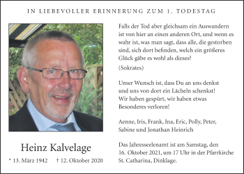 Anzeige von Heinz Kalvelage von OM-Medien