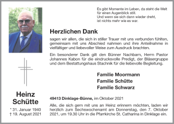 Anzeige von Heinz Schütte von OM-Medien