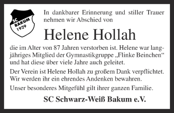Anzeige von Helene Hollah von OM-Medien
