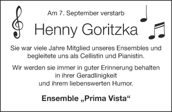 Anzeige von Henny Goritzka von OM-Medien