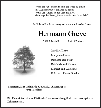 Anzeige von Hermann Greve von OM-Medien