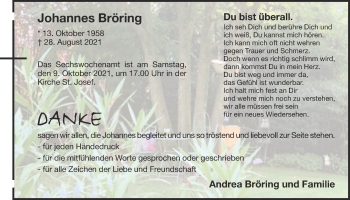 Anzeige von Johannes Bröring von OM-Medien