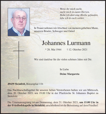 Anzeige von Johannes Lurmann von OM-Medien