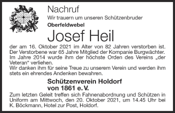 Anzeige von Josef Heil von OM-Medien