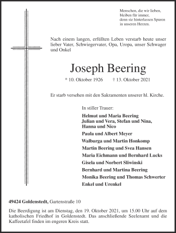 Anzeige von Joseph Beering von OM-Medien