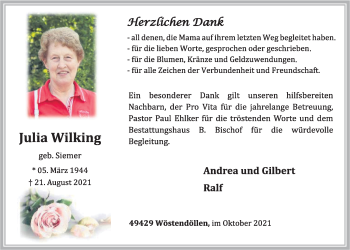 Anzeige von Julia Wilking von OM-Medien