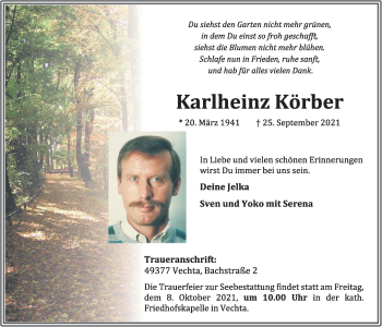 Anzeige von Karlheinz Körber von OM-Medien