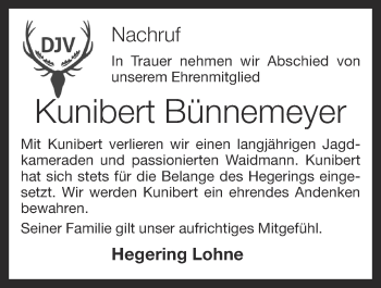 Anzeige von Kunibert Bünnemeyer von OM-Medien