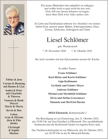 Anzeige von Liesel Schlömer von OM-Medien