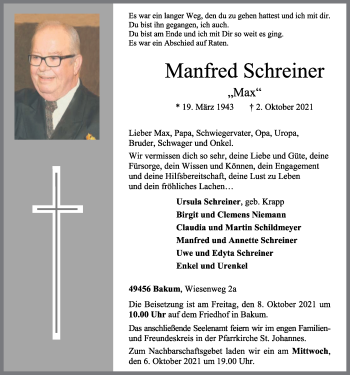 Anzeige von Manfred Schreiner von OM-Medien
