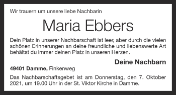Anzeige von Maria Ebbers von OM-Medien