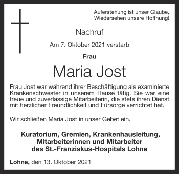 Anzeige von Maria Jost von OM-Medien