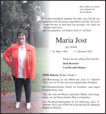 Anzeige von Maria Jost von OM-Medien