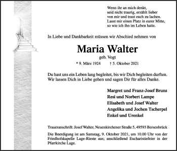 Anzeige von Maria Walter von OM-Medien
