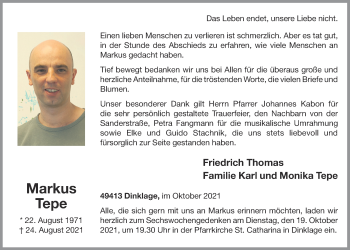 Anzeige von Markus Tepe von OM-Medien
