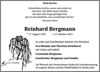 Anzeige von Reinhard Bergmann von OM-Medien
