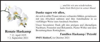 Anzeige von Renate Haskamp von OM-Medien
