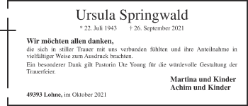 Anzeige von Ursula Springwald von OM-Medien