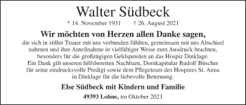 Anzeige von Walter Südbeck von OM-Medien