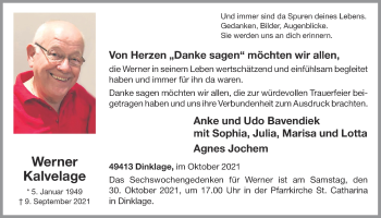 Anzeige von Werner Kalvelage von OM-Medien