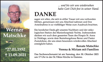Anzeige von Werner Matschke von OM-Medien