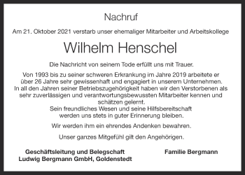 Anzeige von Wilhelm Henschel von OM-Medien