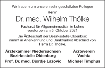 Anzeige von Wilhelm Thölke von Oldenburgische Volkszeitung