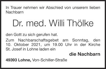 Anzeige von Willi Thölke von OM-Medien