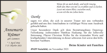 Anzeige von Annemarie Krämer von OM-Medien