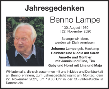 Anzeige von Benno Lampe von OM-Medien