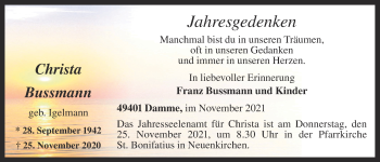 Anzeige von Christa Bussmann von OM-Medien