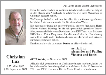 Anzeige von Christian Lux von OM-Medien